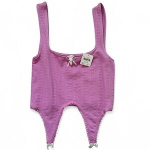 Anthropologie Pink Crop Top with bow details New with tags!! Retail 34